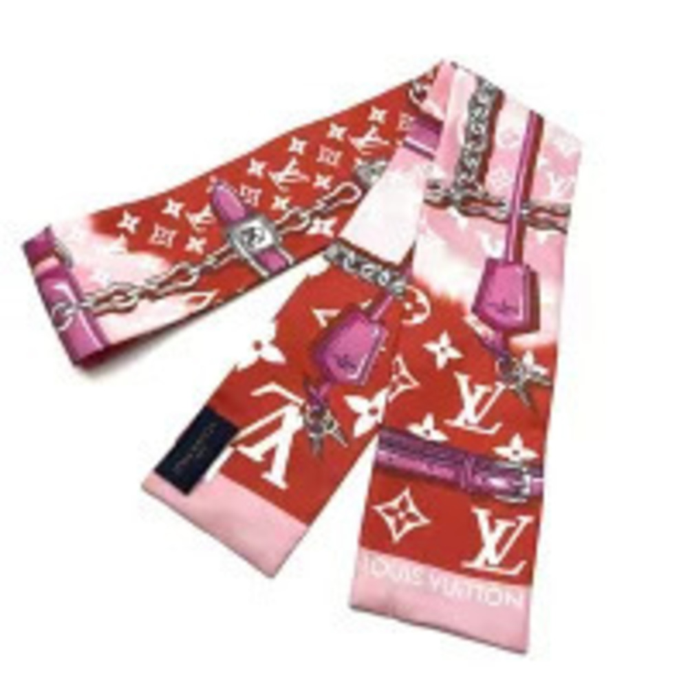 Louis Vuitton Bandeau Confidential LV Escale Pink Red Silk Scarf